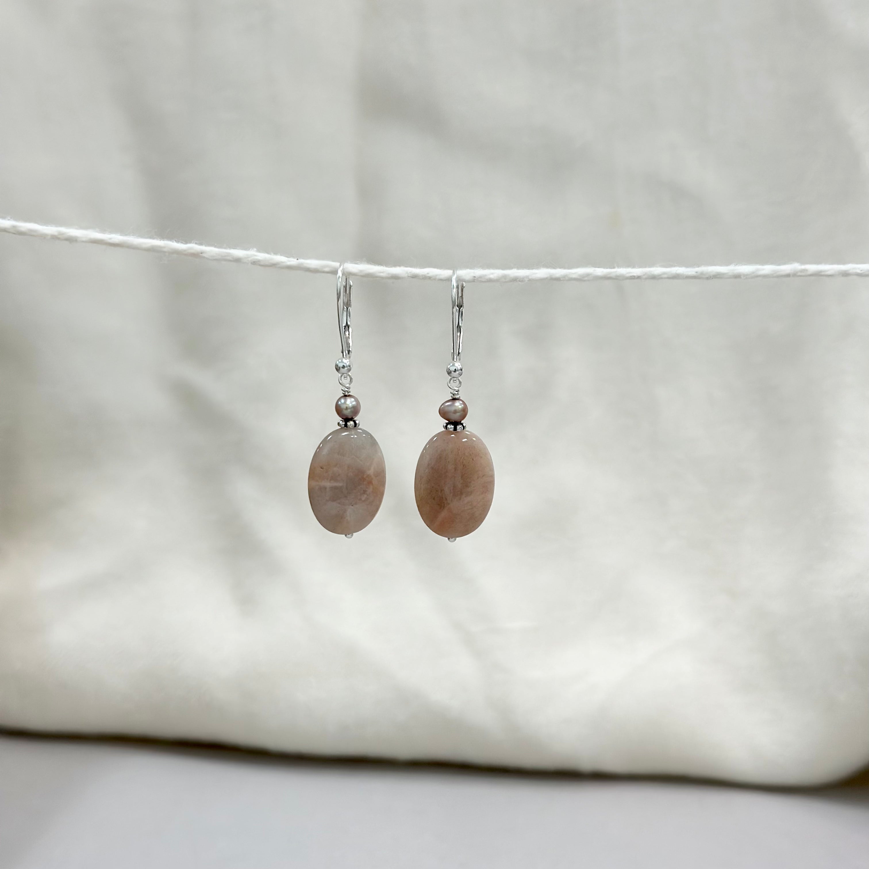 Moonstone and Pearl Earrings