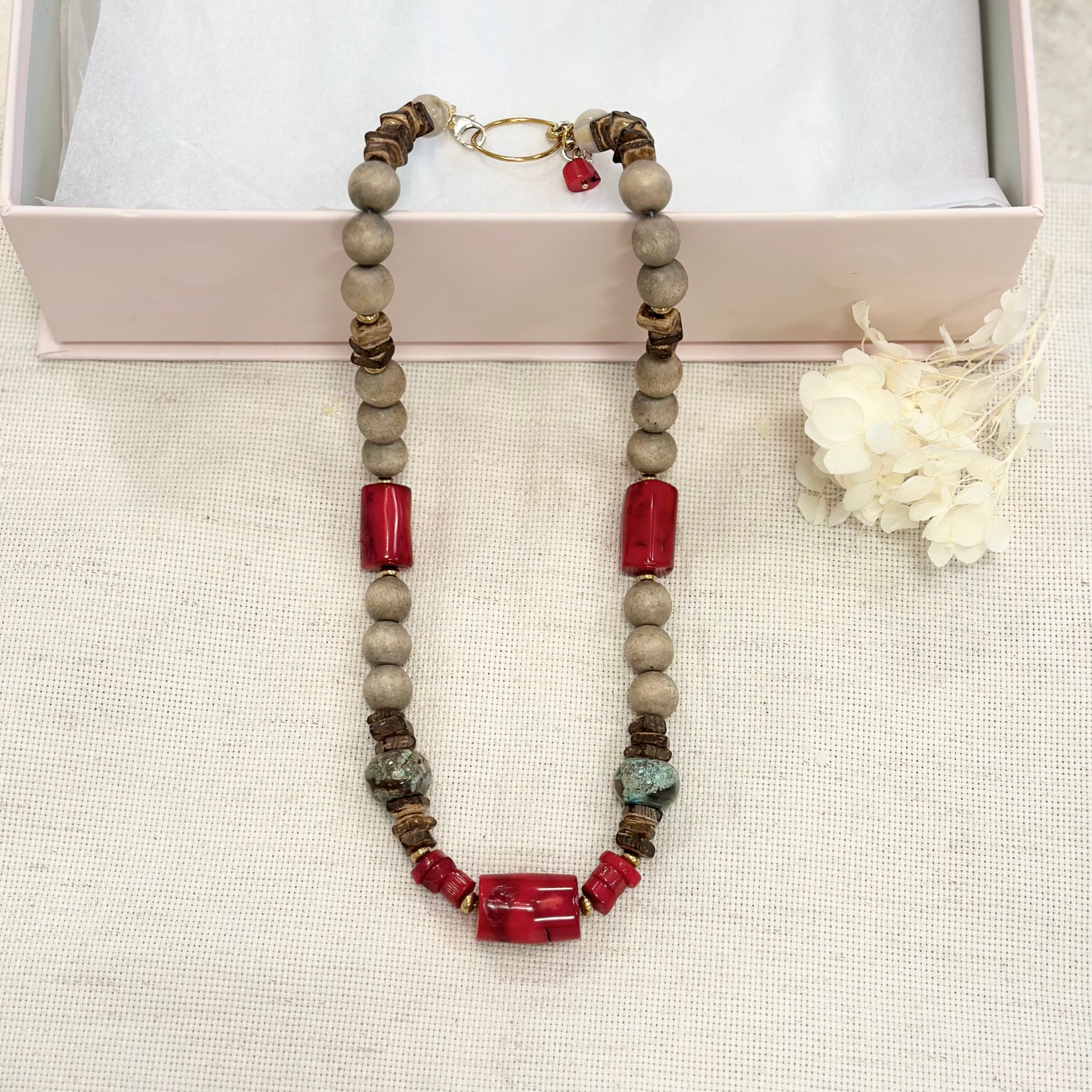 Rare Coral Bamboo Necklace