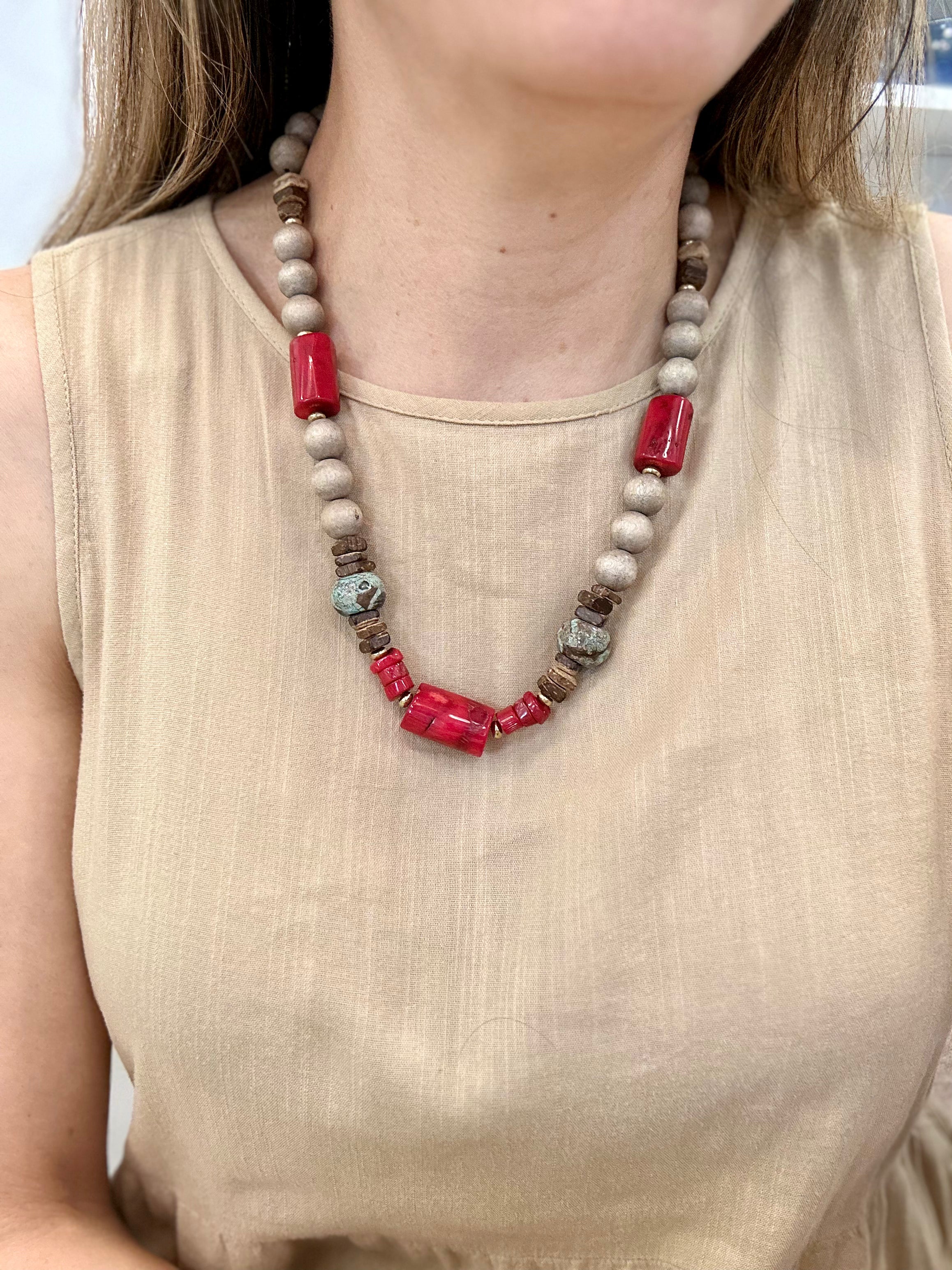 Rare Coral Bamboo Necklace