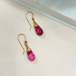 Fuchsia Lace Agate Earrings