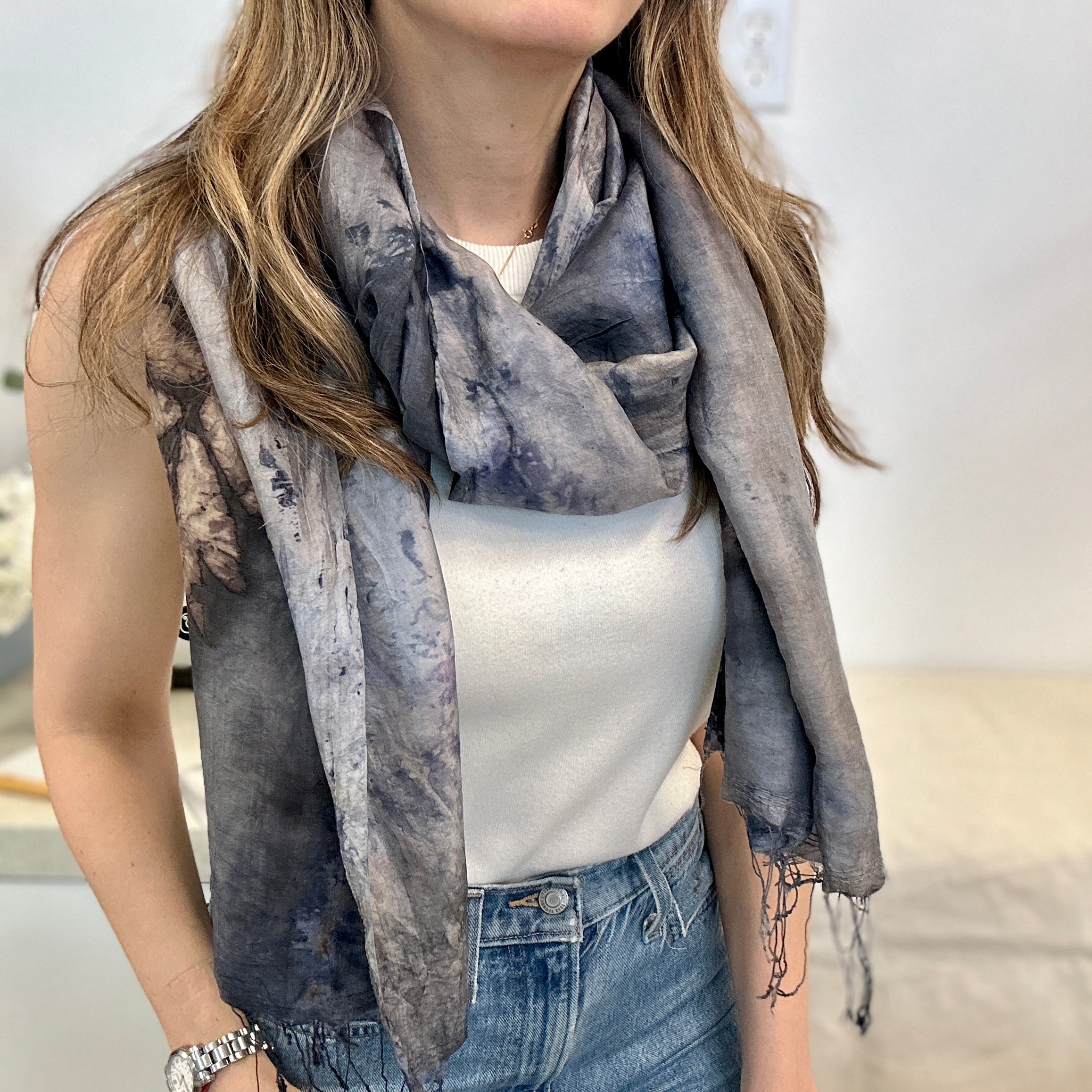 Eco Print Silk Scarf